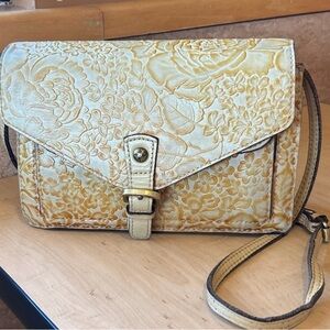 Floral Embossed Cream and Gold Women's Bag